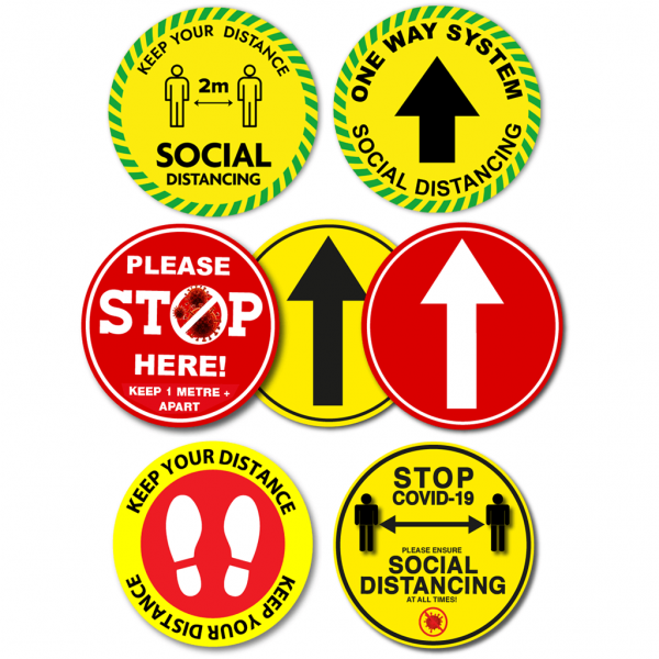 Coronavirus Covid 19 Social Distancing Floor Stickers Circle - Belfast Print Online, NI
