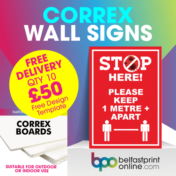 Coronavirus Wall Signs - Social Distancing Correx Signage A3, A2 - COVID 19 Safety Signage - Belfast Print Online