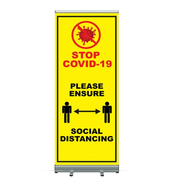 Coronavirus COVID-19 Safety Pull Up Roller Banner - Belfast Print Online