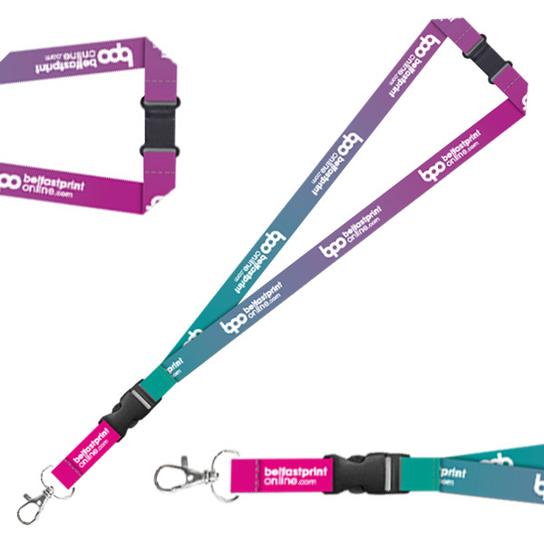 Full Colour Lanyard with Buckle and Safety Connector Printing UK | PVC ID Card Printing - Belfast Print Online