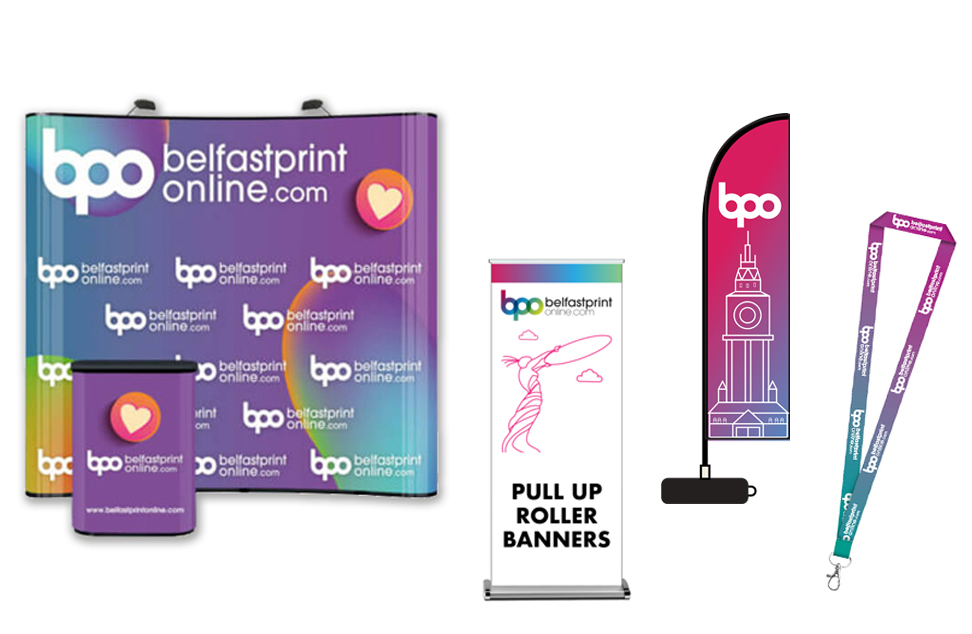 Exhibition Print Products - Pop Up Stands | Fabric Backdrops | Flags | Pull up stands | Lanyards - Belfast Print Online