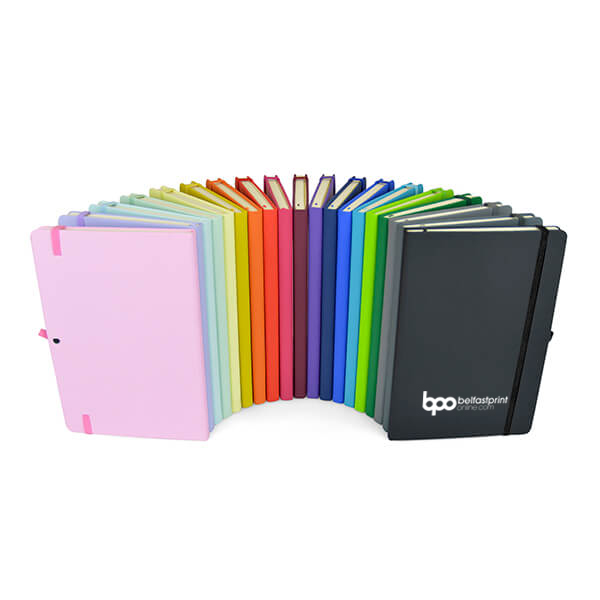 Branded A5 Mole Notebooks in many colours with option of 1 - 4 Spot colours printed, Foiled blocked or Full colour print | Belfast Print Online