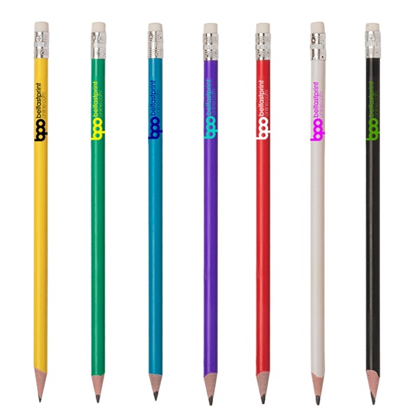 Recycled Pencils with Rubber Tip | Personalised with 1 spot colour or full colour - Belfast Print Online